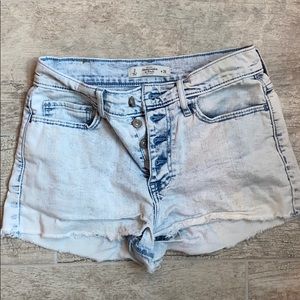 Acid wash denim shorts